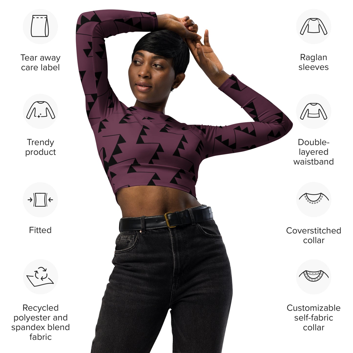 Recycled long-sleeve crop top