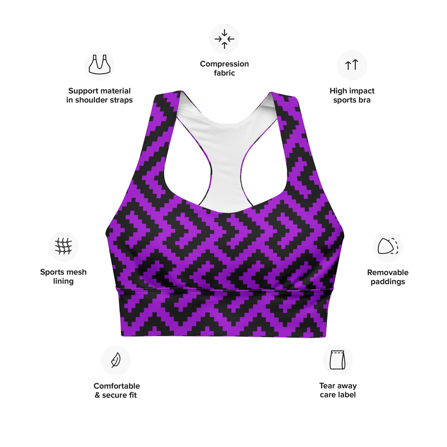 Women's All-Over Print Recycled Longline Sports Bra