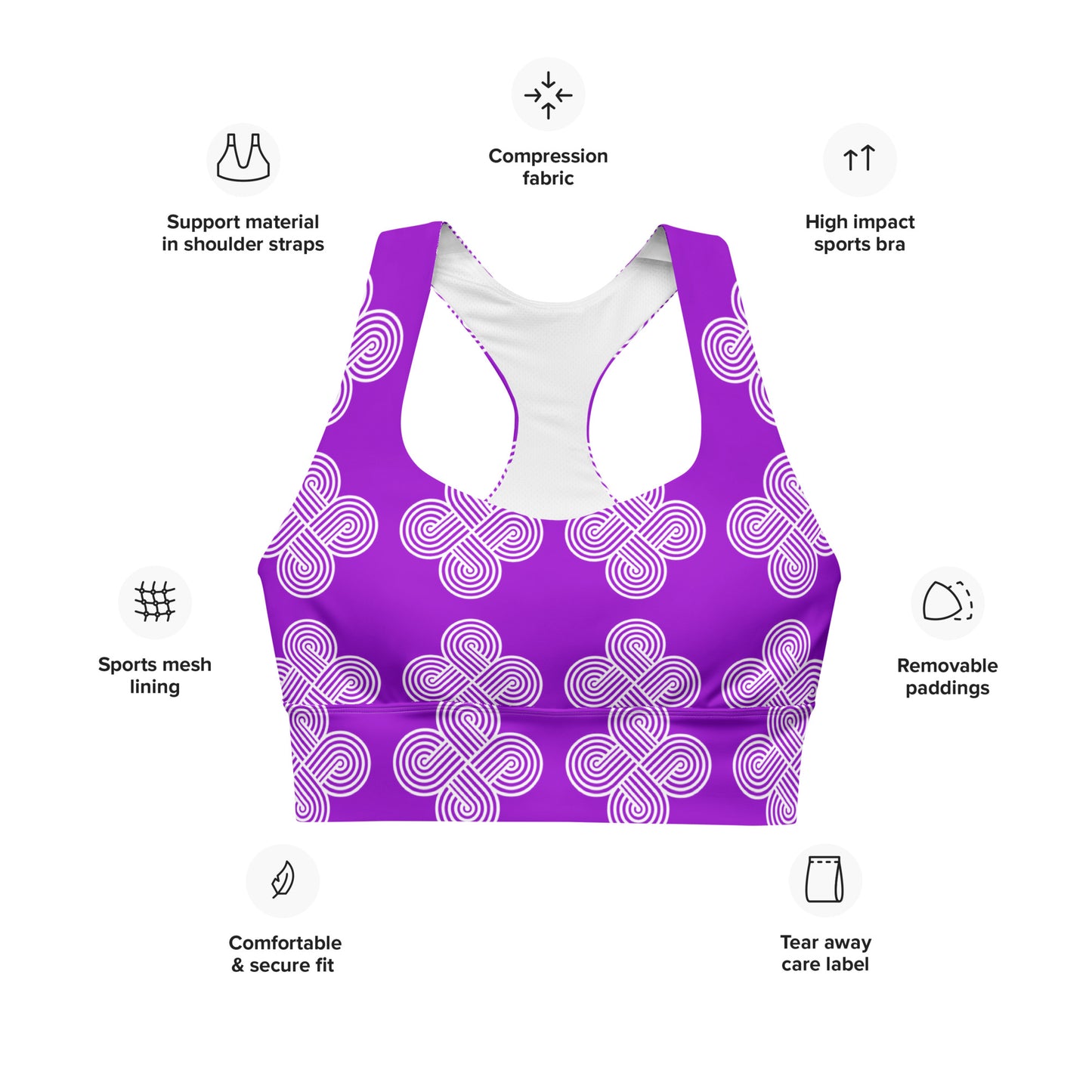 Women's All-Over Print Recycled Longline Sports Bra