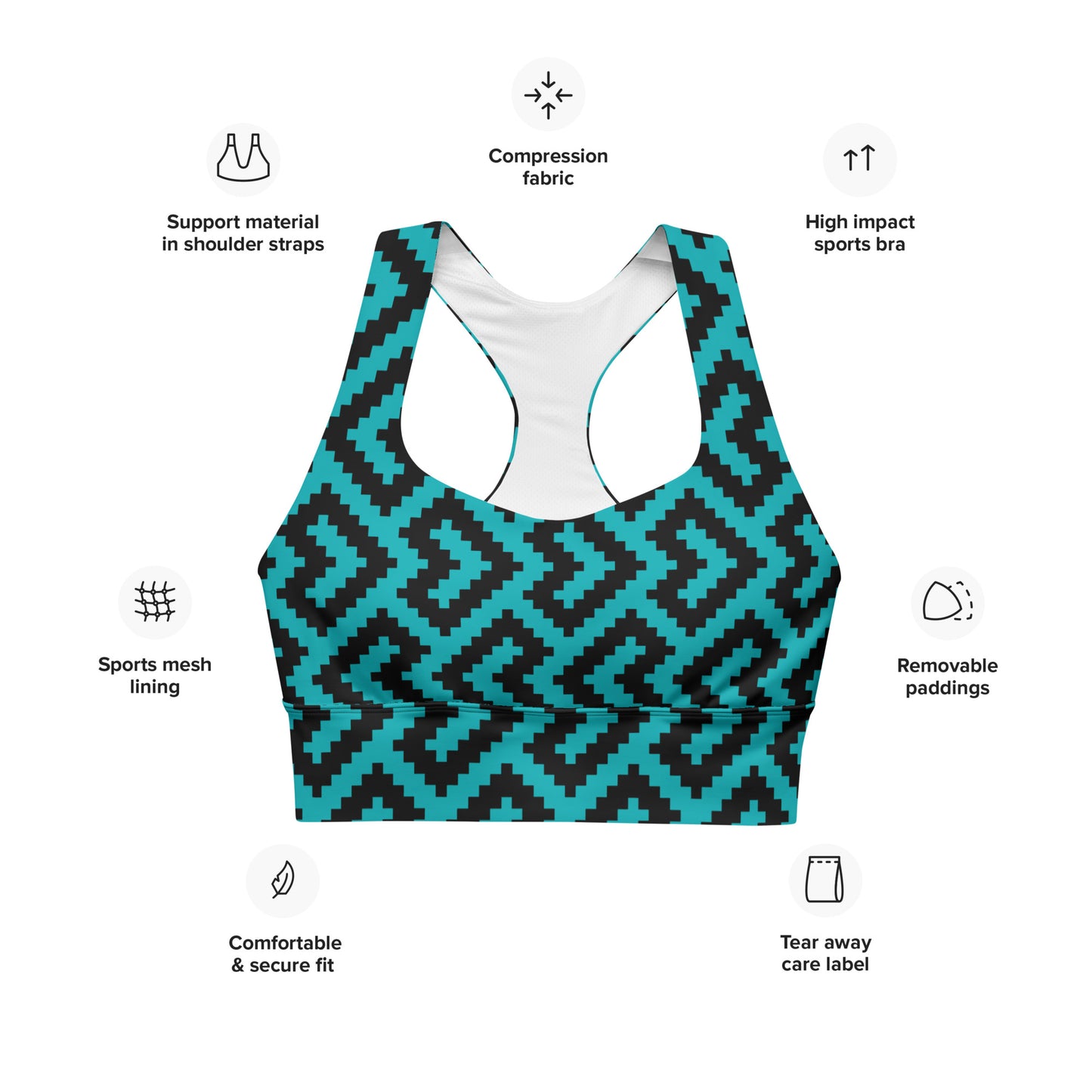 Women's All-Over Print Recycled Longline Sports Bra