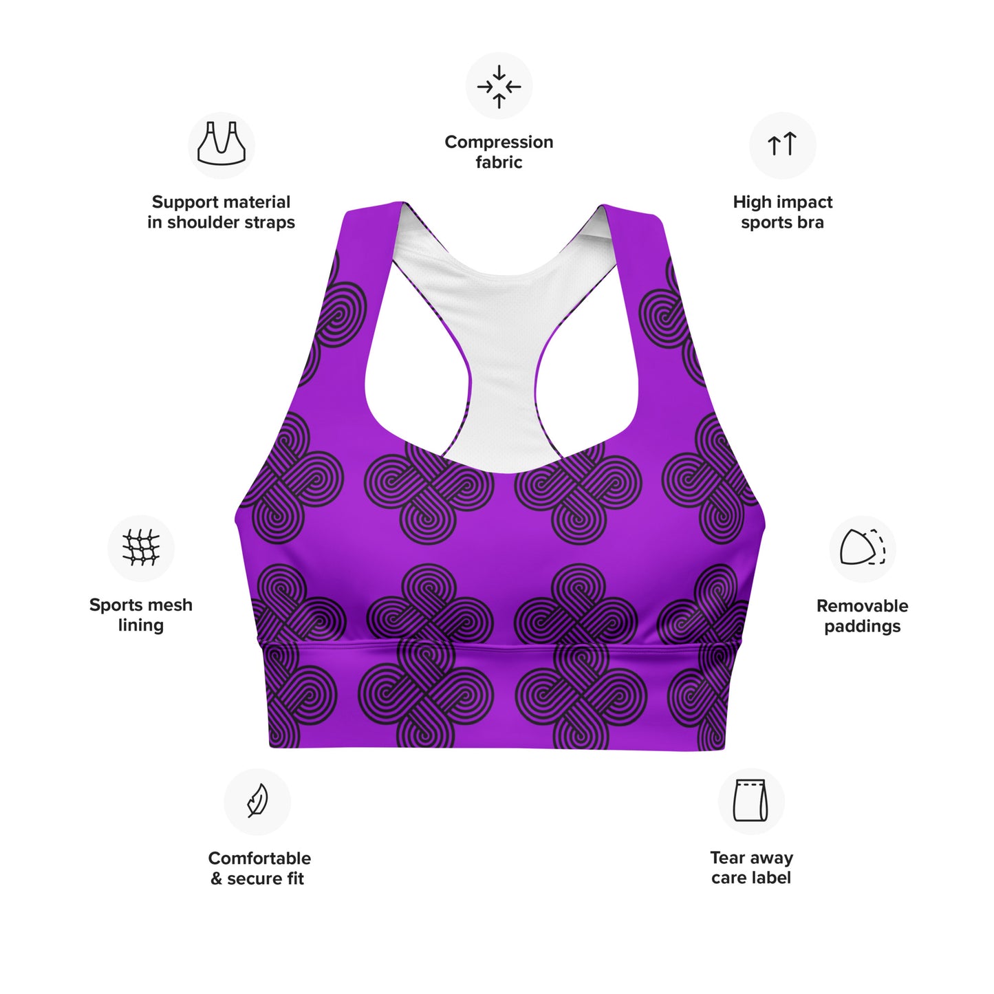 Women's All-Over Print Recycled Longline Sports Bra