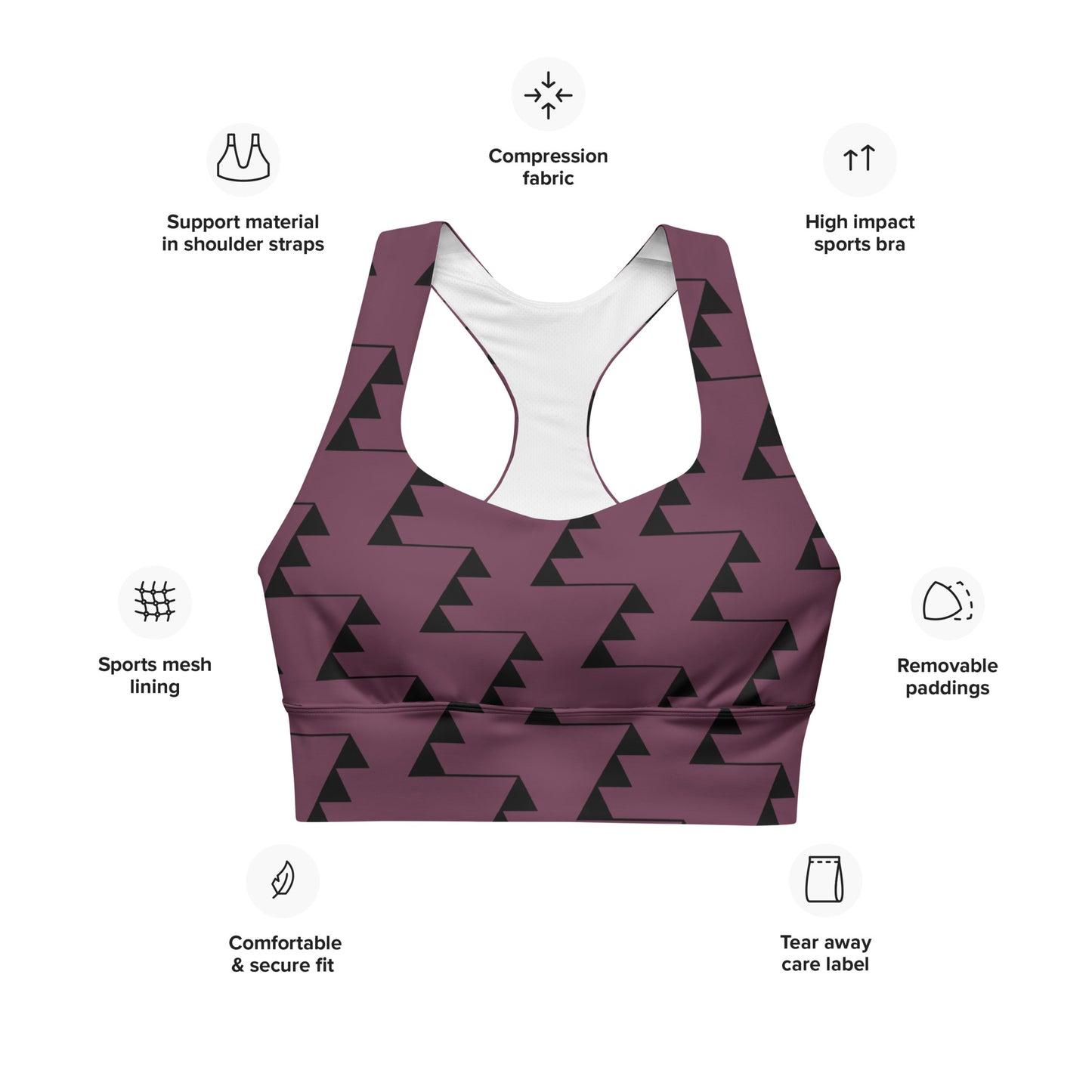 Women's All-Over Print Recycled Longline Sports Bra