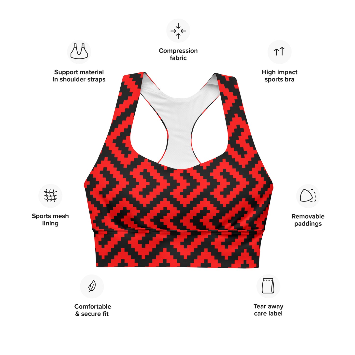 Women's All-Over Print Recycled Longline Sports Bra