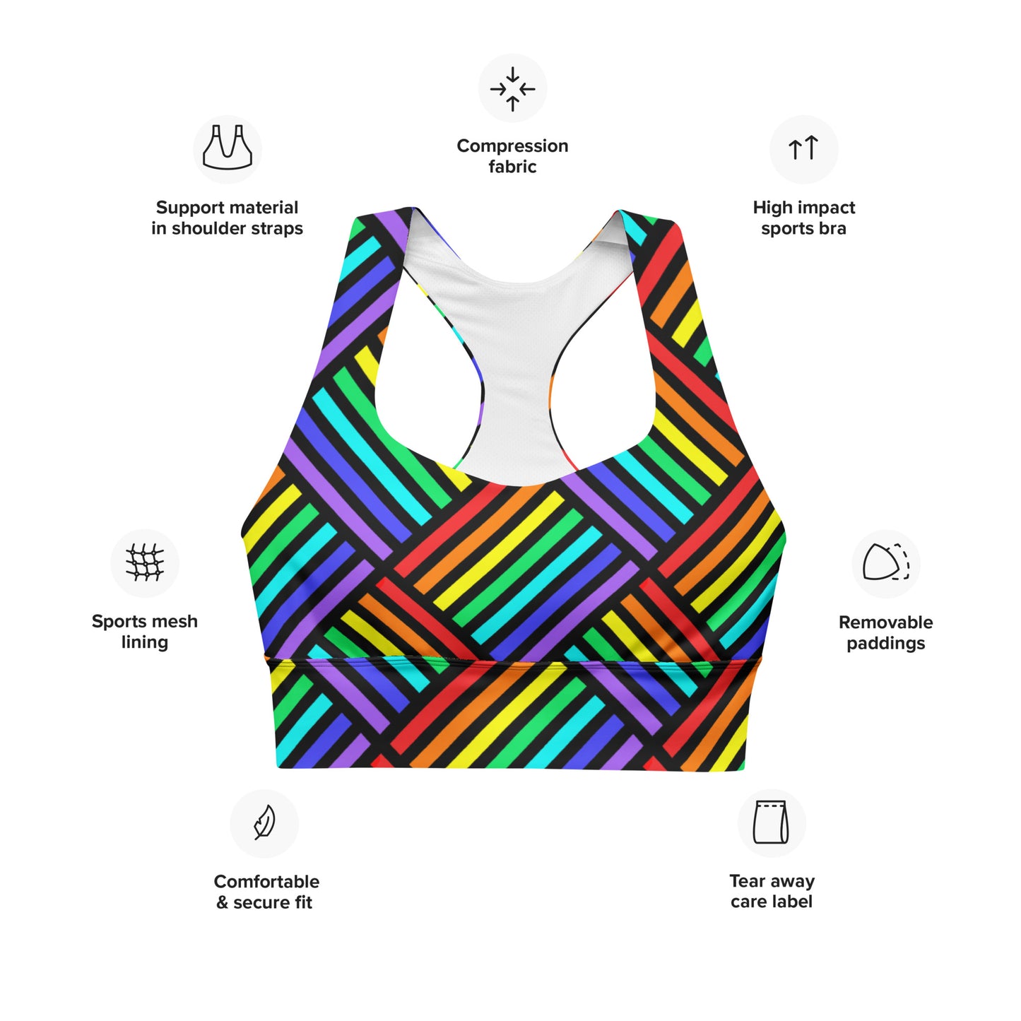 Women's All-Over Print Recycled Longline Sports Bra