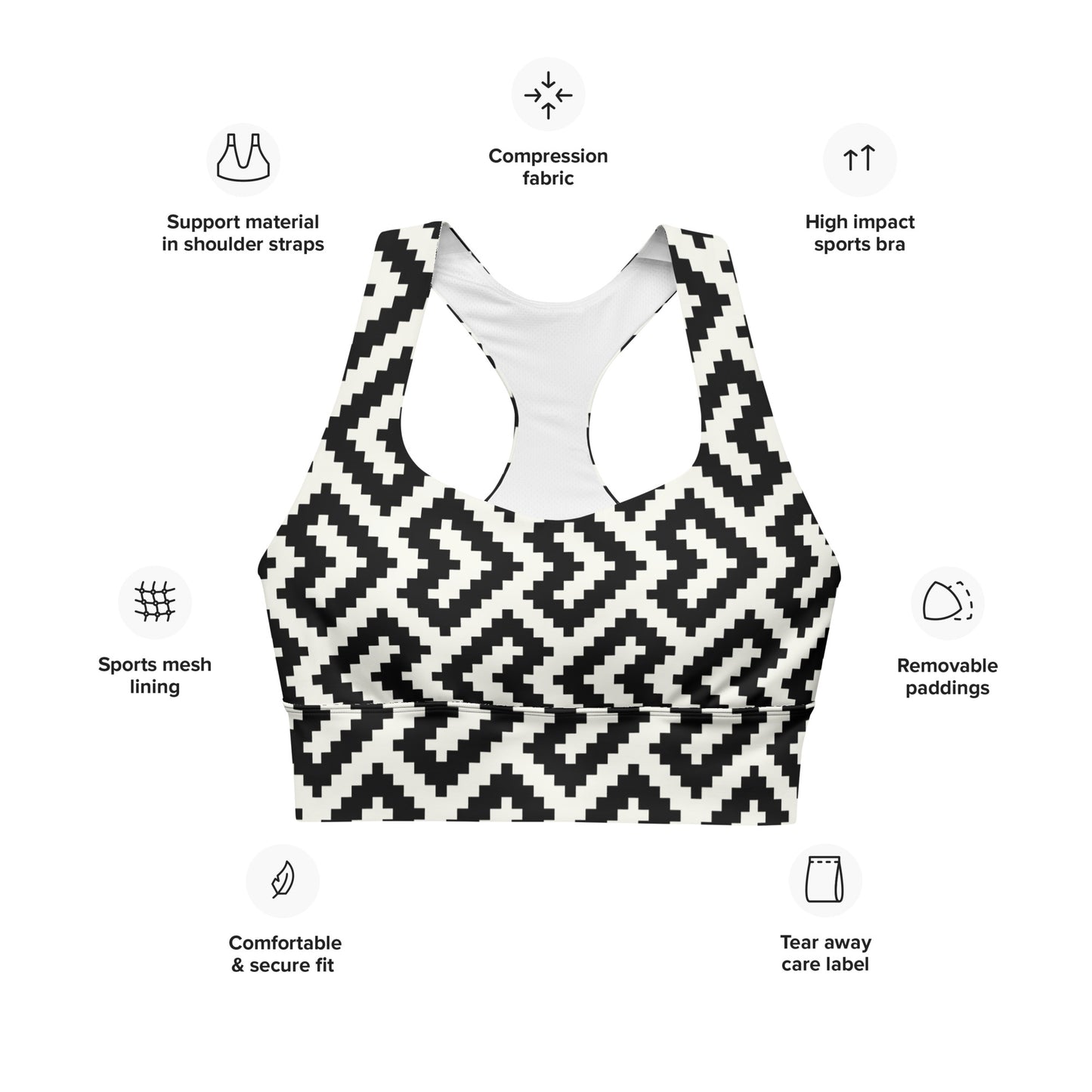 Women's All-Over Print Recycled Longline Sports Bra